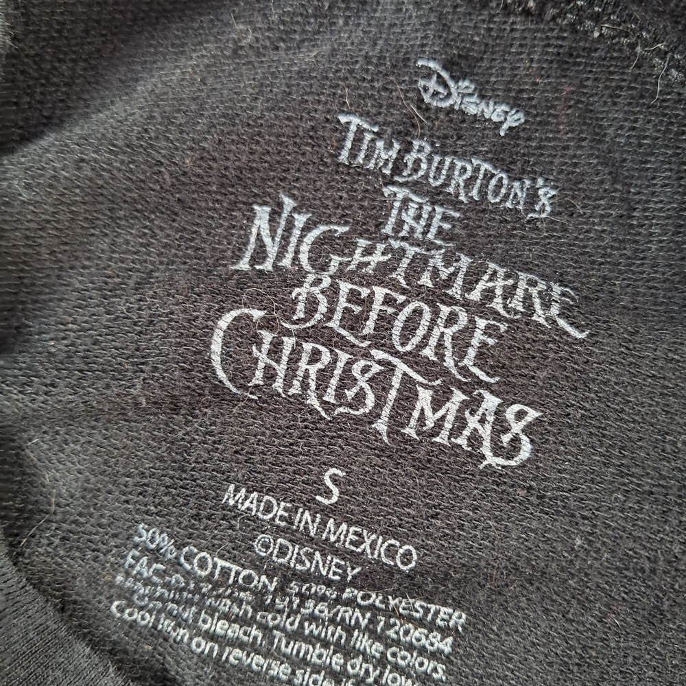 Disney Black Nightmare Before Christmas Cropped Oversized Long Sleeve Top - Picture 4 of 5